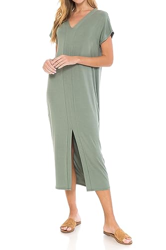 iconic luxe Women's Cap Sleeve Midi Dress - green - X-Large