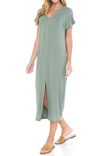 iconic luxe Women's Cap Sleeve Midi Dress - green - X-Large