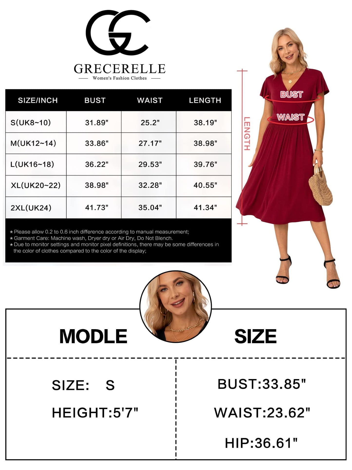 GRECERELLE Womens Summer Wrap Dress Ladies Casual Ruffle Short Sleeve V-Neck Floral Beach Dresses for Women (01 Black, L)