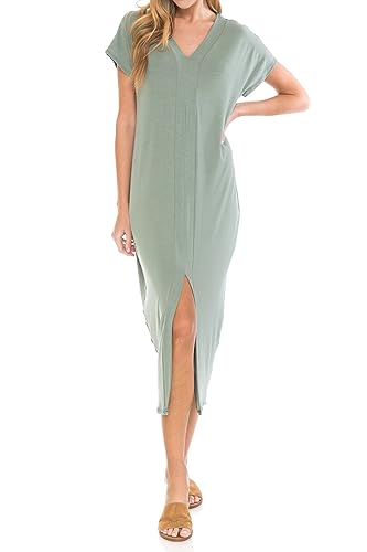 iconic luxe Women's Cap Sleeve Midi Dress - green - X-Large