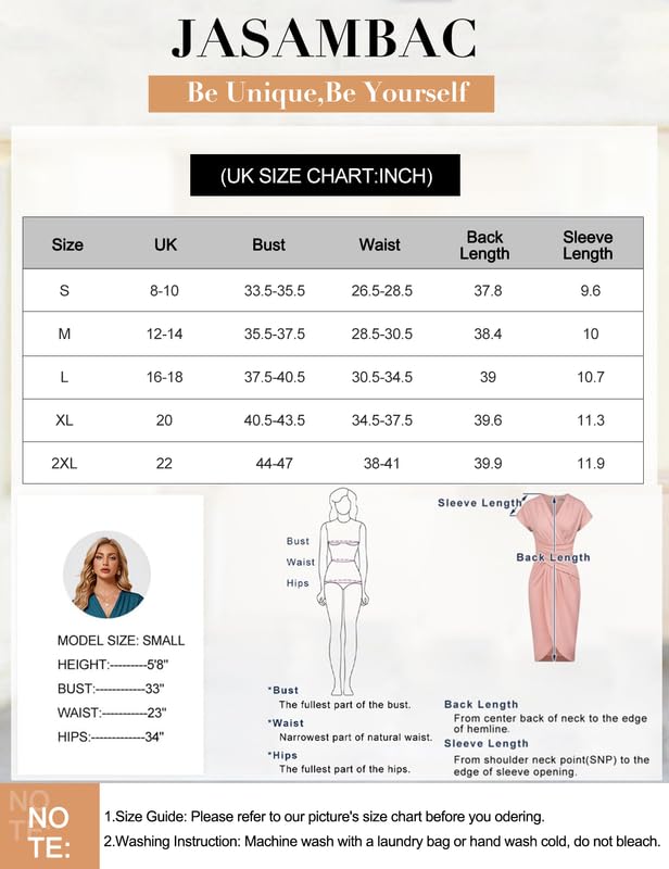Cocktail Dress for Women UK - Summer Batwing Flutter Sleeves Bodycon Ruched Wrap Soft Work Business Pencil Midi Wedding Guest Office