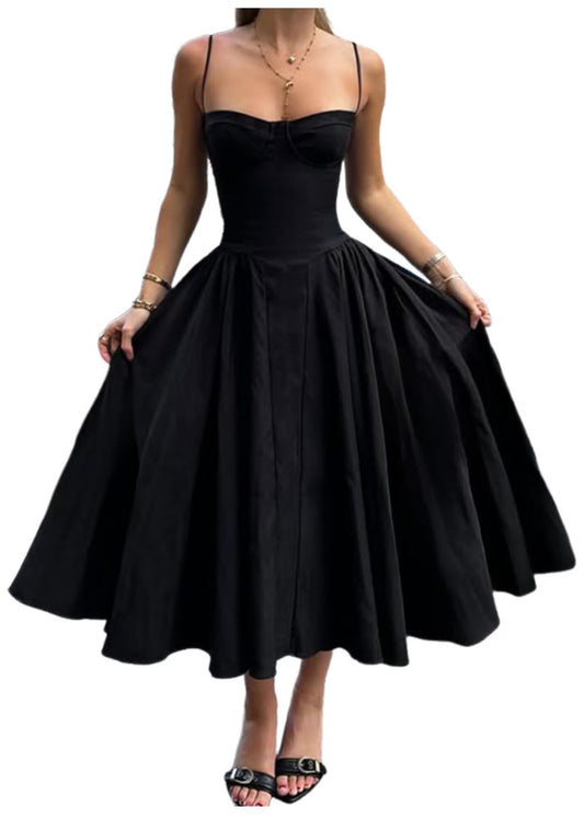 Plus size Women's Summer-Vintage Sexy-Elegant Party Dress - Strap A-Line Sleeveless Long Sundress with Pockets for Party Vacation Wedding Bridesmaid Cocktail Formal Occasion Dress for Ladies UK