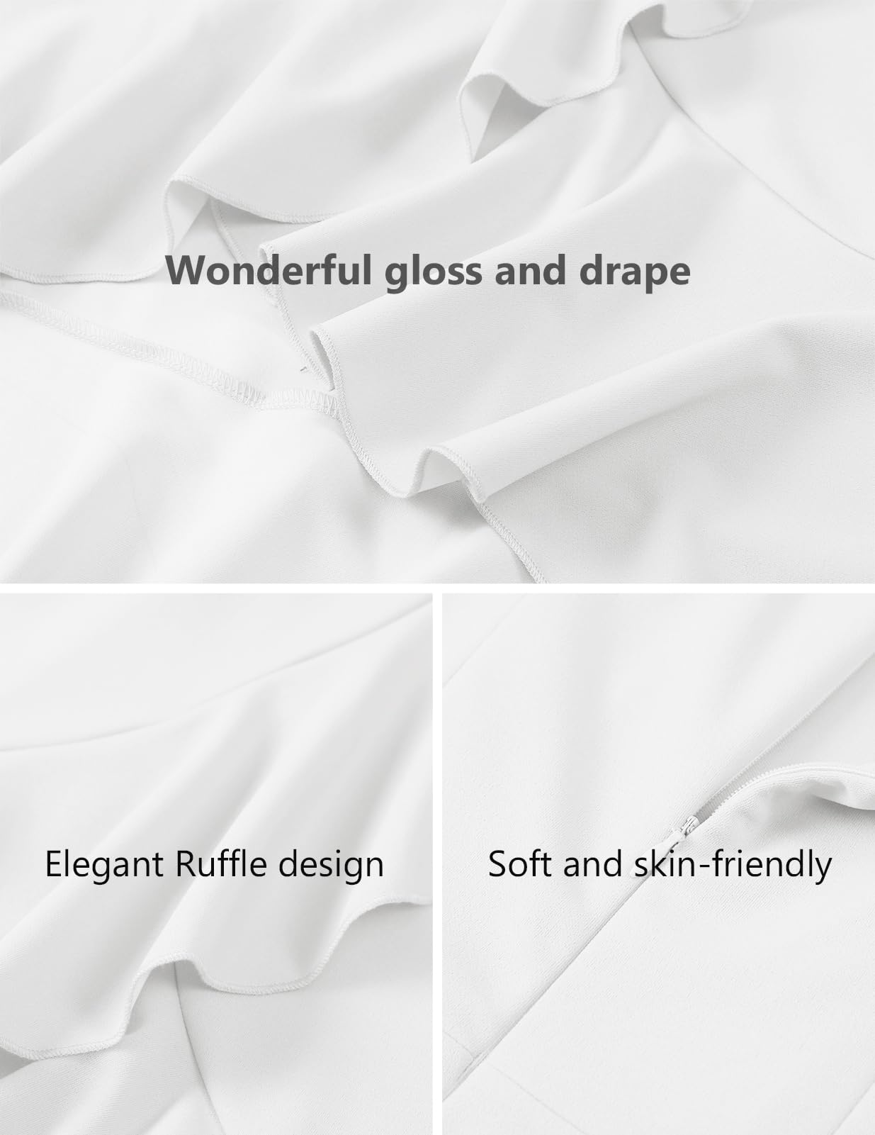 DRESSTELLS White Formal Dresses for Women Wedding Guest Cocktail Church Tea Party Dress 2025 Fit Flare V Neck Ruffle Evening Dresses White XL