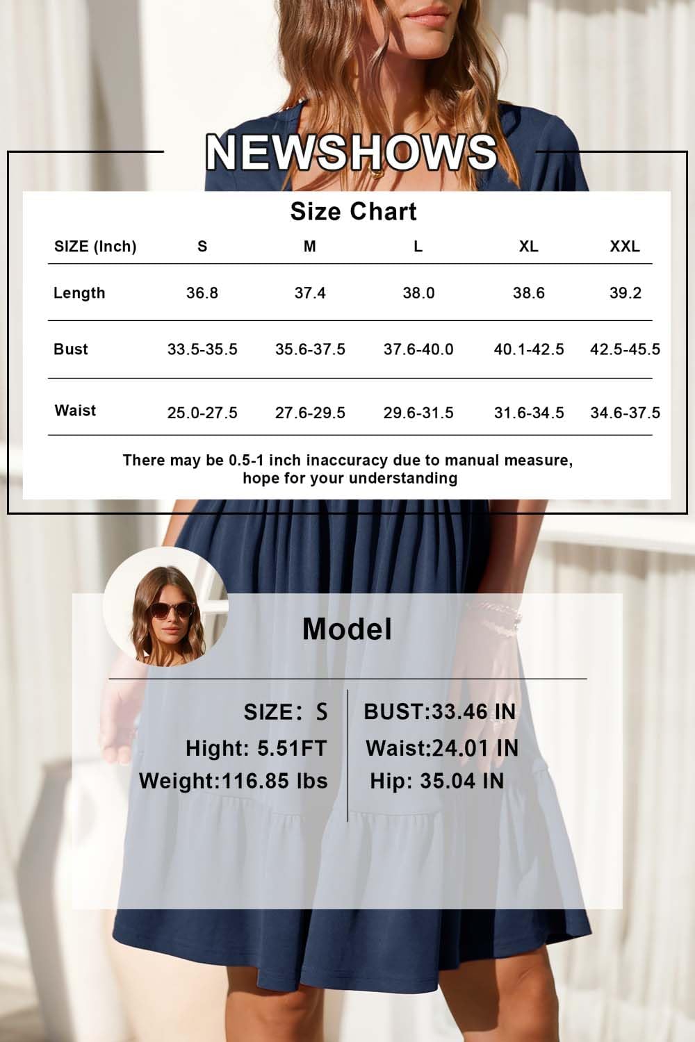 Newshows Summer Dresses for Women UK Square Neck Ladies Party Dress Beach Sundress Navy
