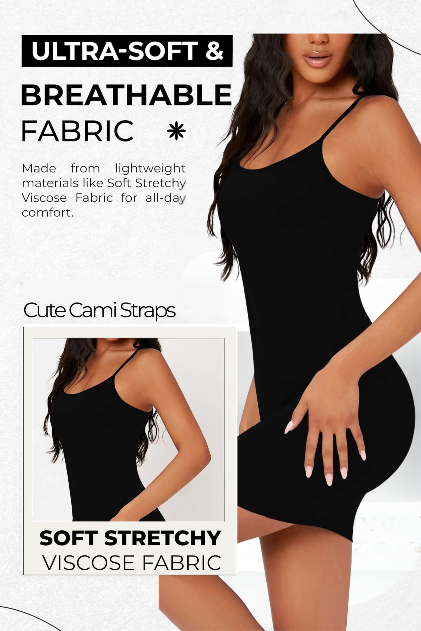 Re Tech UK Womens Ladies Plain Cami Dress Strappy Bodycon Dress Tank Tops Women Sleeveless Camisole Mini Dress Vest Tops Women UK Party Dresses for Women UK Women's Slips (UK 8-10 S/M, Black)