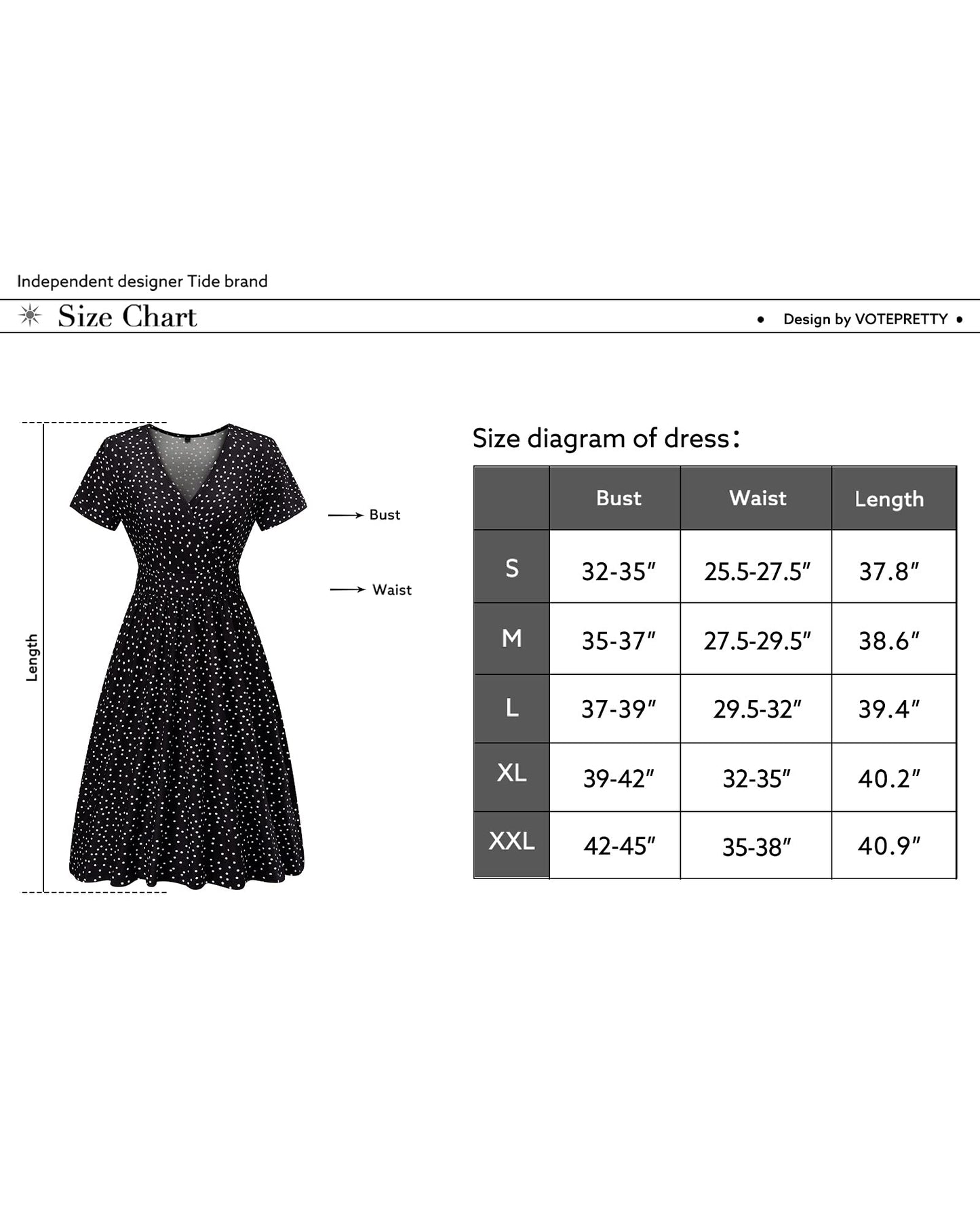 VOTEPRETTY Women's Short Sleeve V Neck Wrap Summer Dress Casual Floral Beach Sundress with Pockets(Polka dot,XXL)