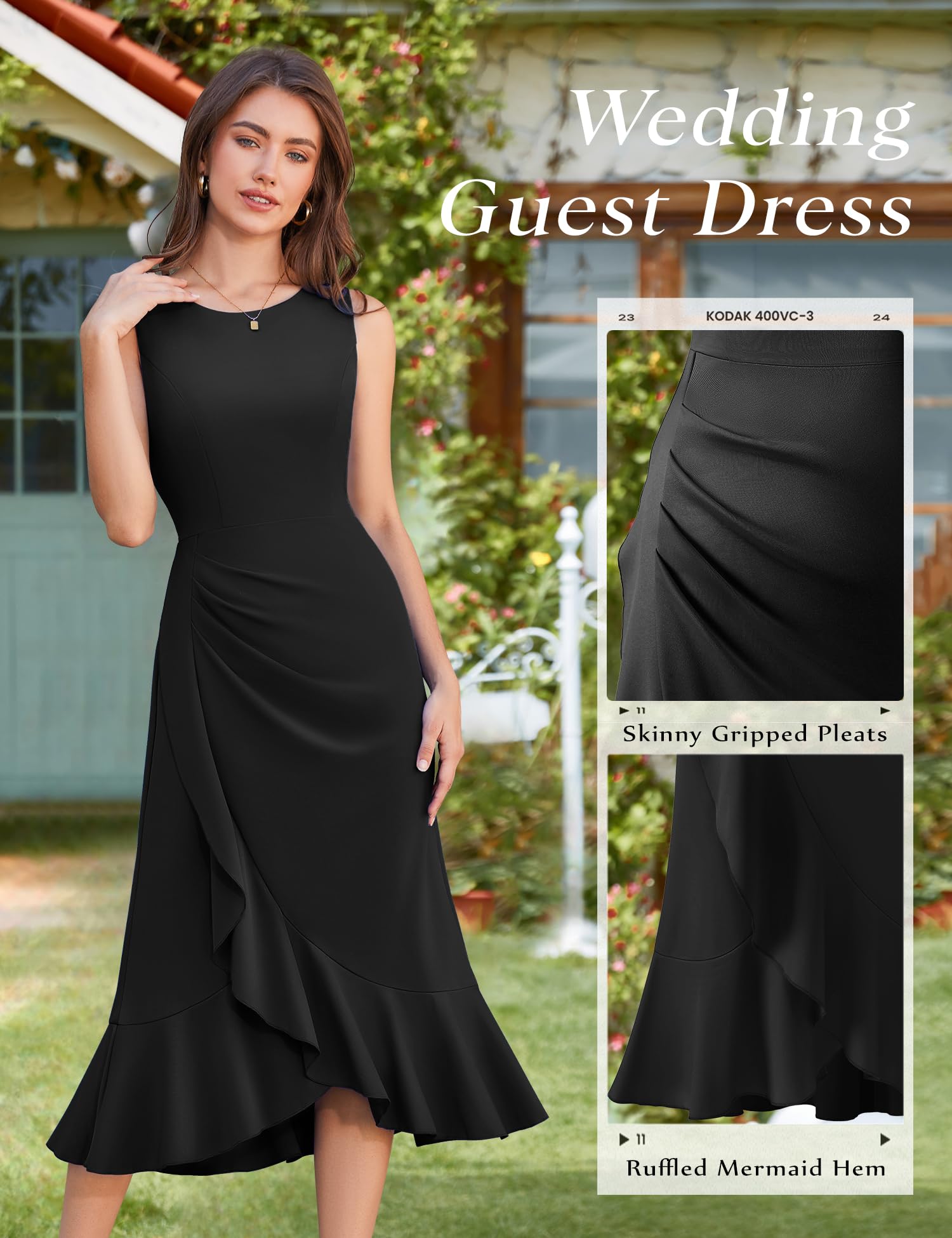 Aupuls Formal Dress for Women Evening Gown Wedding Guest Dresses for Women High Low Dresses Bodycon Dress for Women Cocktail Dresses Black Dresses for Women 2025 Party aupg015 Black S