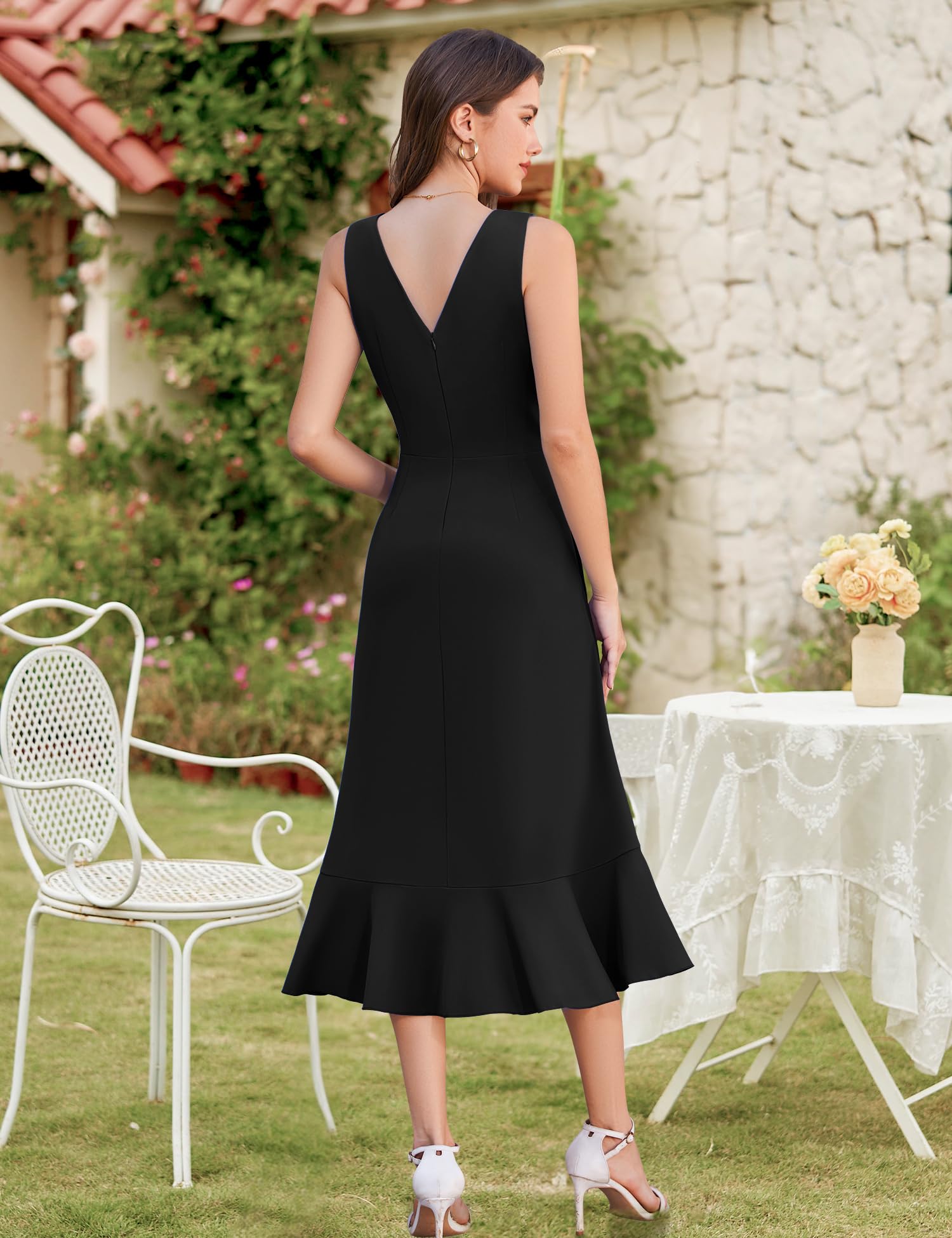 Aupuls Formal Dress for Women Evening Gown Wedding Guest Dresses for Women High Low Dresses Bodycon Dress for Women Cocktail Dresses Black Dresses for Women 2025 Party aupg015 Black S