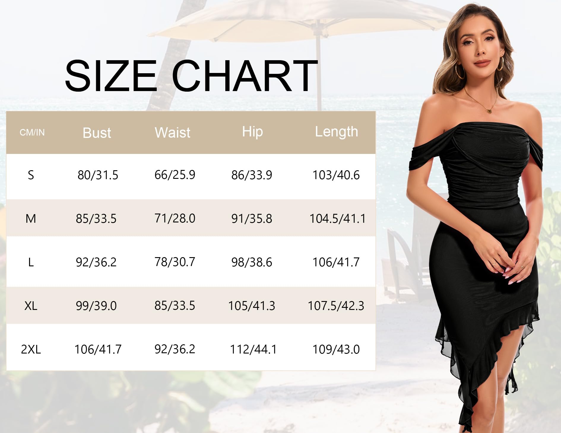 Berylove Women’s Sexy Off Shoulder Mesh Midi Dresses Summer Ruched Bodycon Ruffled Casual Dress BLWY001 Black S