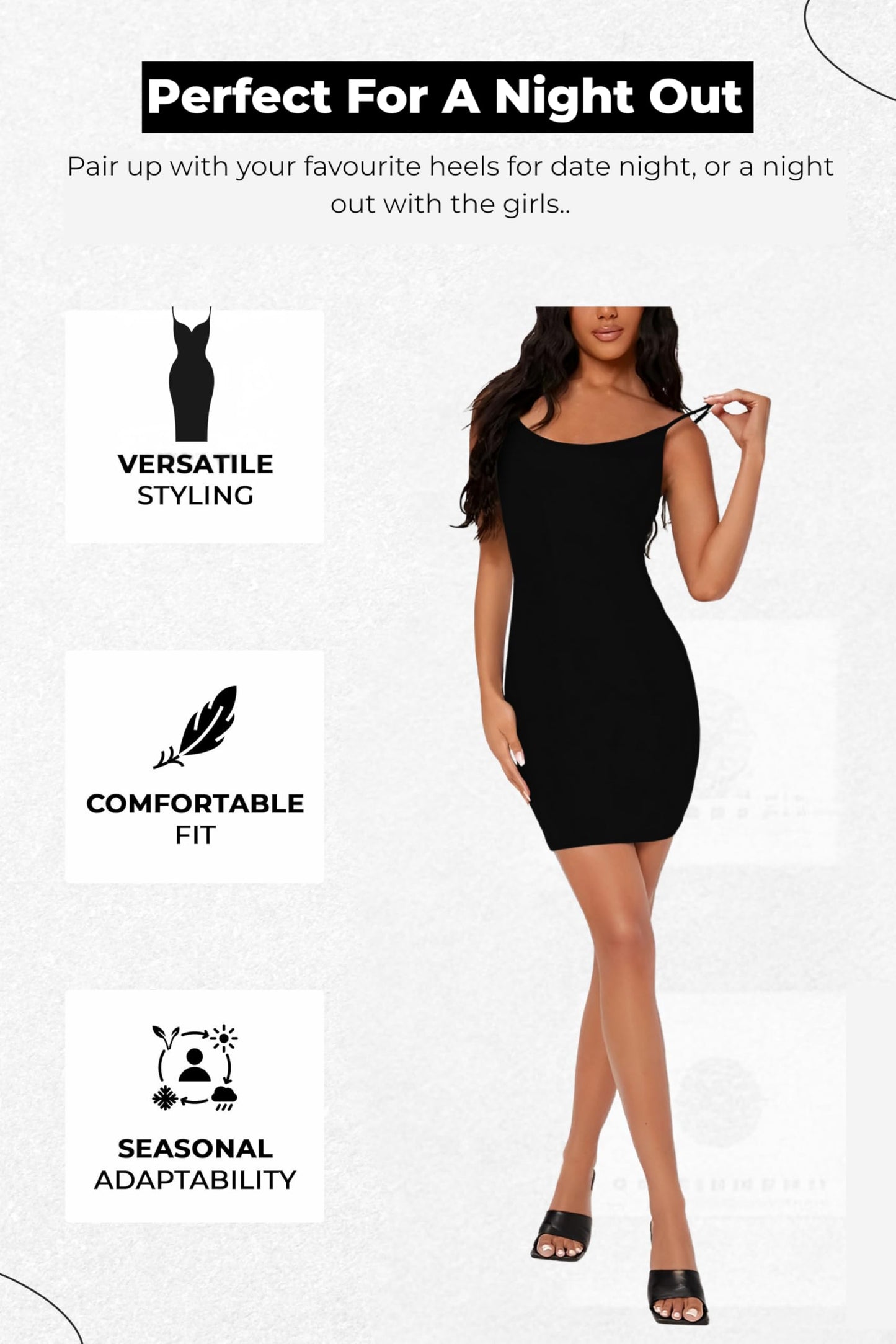 Re Tech UK Womens Ladies Plain Cami Dress Strappy Bodycon Dress Tank Tops Women Sleeveless Camisole Mini Dress Vest Tops Women UK Party Dresses for Women UK Women's Slips (UK 8-10 S/M, Black)