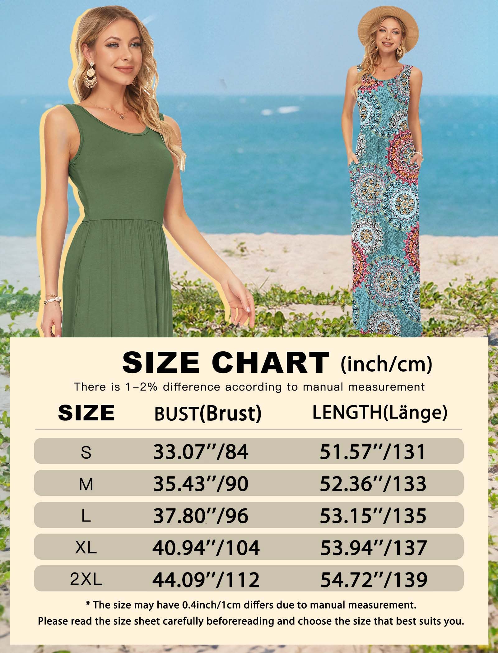 AUSELILY Summer Dresses for Women Casual Sleeveless Maxi Dress Loose Long Dresses with Pockets White Flowers M