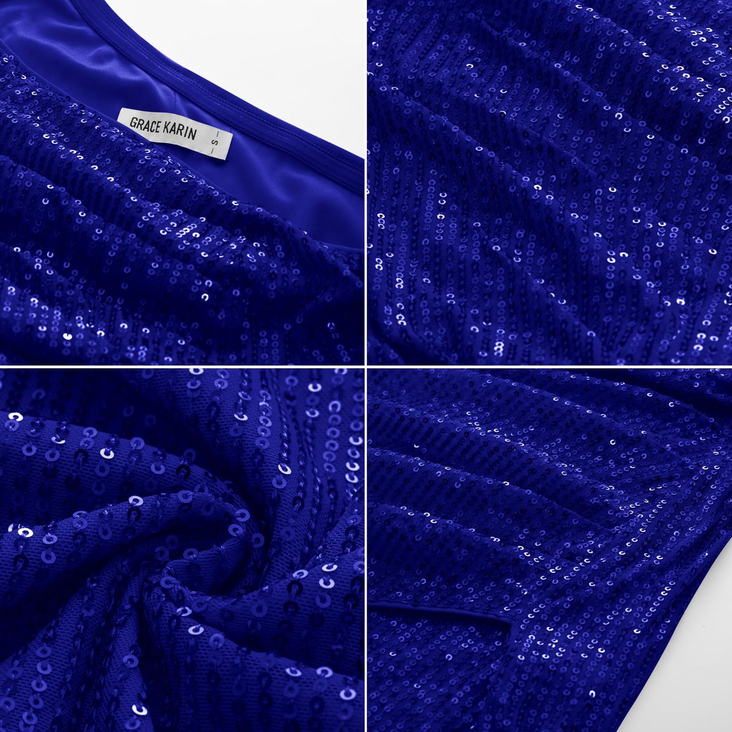 GRACE KARIN Women’s Sequin Cocktail Dress, Sleeveless Glitter Evening Dress for Wedding, Party Dress, royal, L