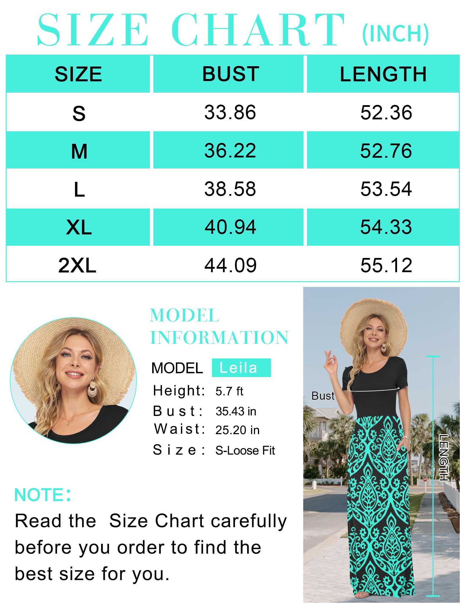 AUSELILY Maxi Dress for Women - Summer Casual Long Dresses for Ladies with Pockets L Green Daisy